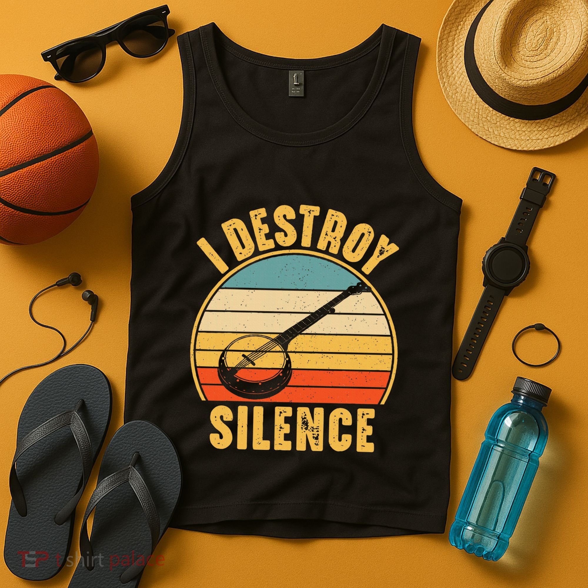 I Destroy Silence Banjo Funny Musical Instrument Tank Top