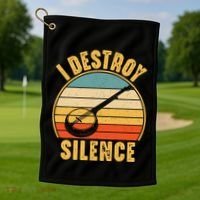 I Destroy Silence Banjo Funny Musical Instrument Golf Towel thumb 1