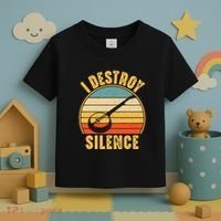 I Destroy Silence Banjo Funny Musical Instrument Toddler T-Shirt thumb 3