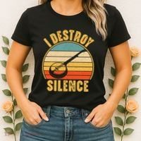 I Destroy Silence Banjo Funny Musical Instrument Women's T-Shirt thumb 2