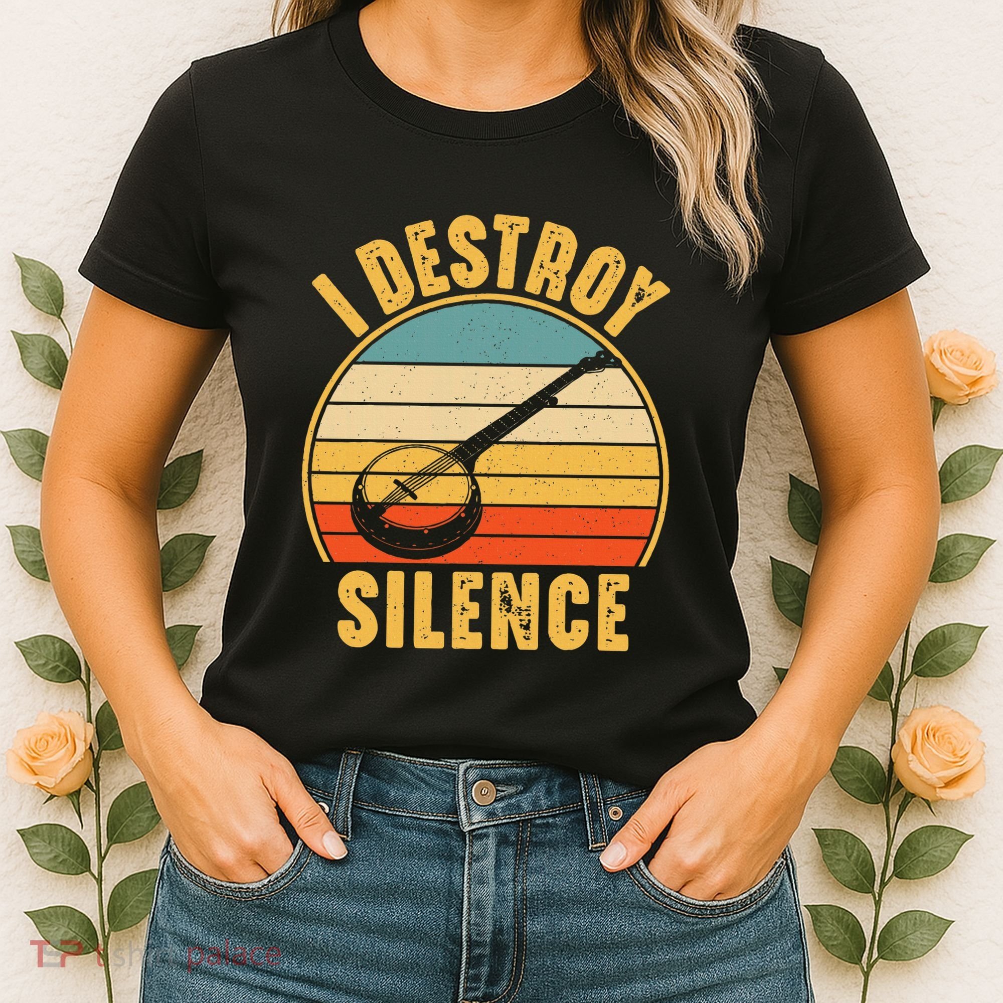I Destroy Silence Banjo Funny Musical Instrument Women's T-Shirt