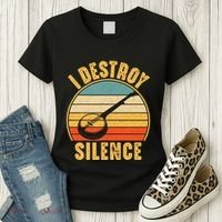 I Destroy Silence Banjo Funny Musical Instrument Women's T-Shirt thumb 3