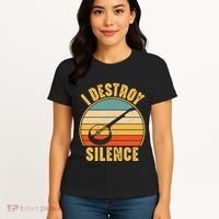 I Destroy Silence Banjo Funny Musical Instrument Women's T-Shirt thumb 4