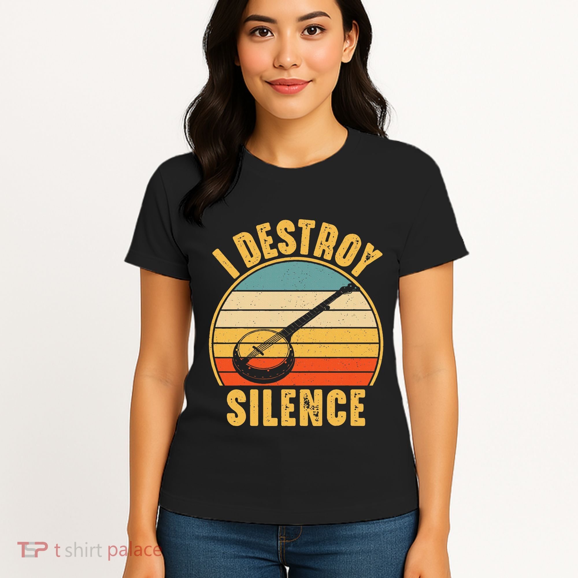 I Destroy Silence Banjo Funny Musical Instrument Women's T-Shirt
