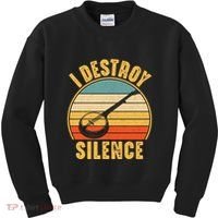 I Destroy Silence Banjo Funny Musical Instrument Kids Sweatshirt thumb 0
