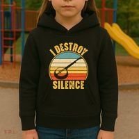 I Destroy Silence Banjo Funny Musical Instrument Kids Hoodie thumb 3