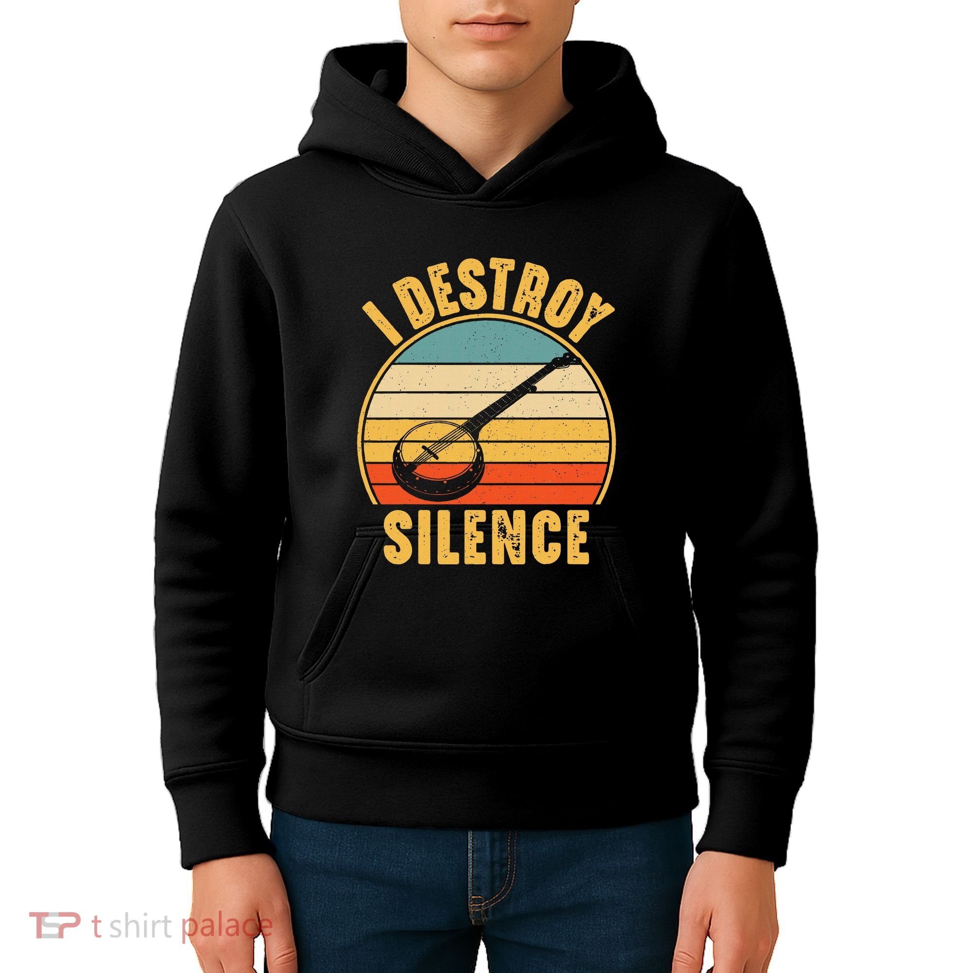I Destroy Silence Banjo Funny Musical Instrument Kids Hoodie
