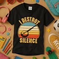 I Destroy Silence Banjo Funny Musical Instrument Kids T-Shirt thumb 3