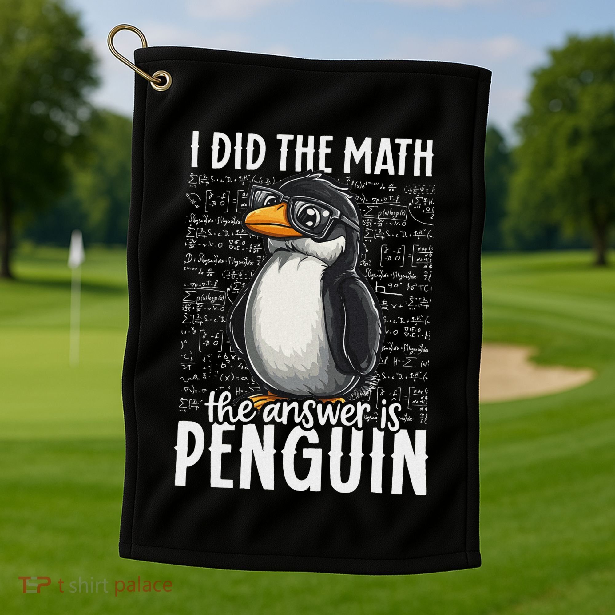 I Did The Math The Answer Is Penguin Funny Math Teacher Golf Towel
