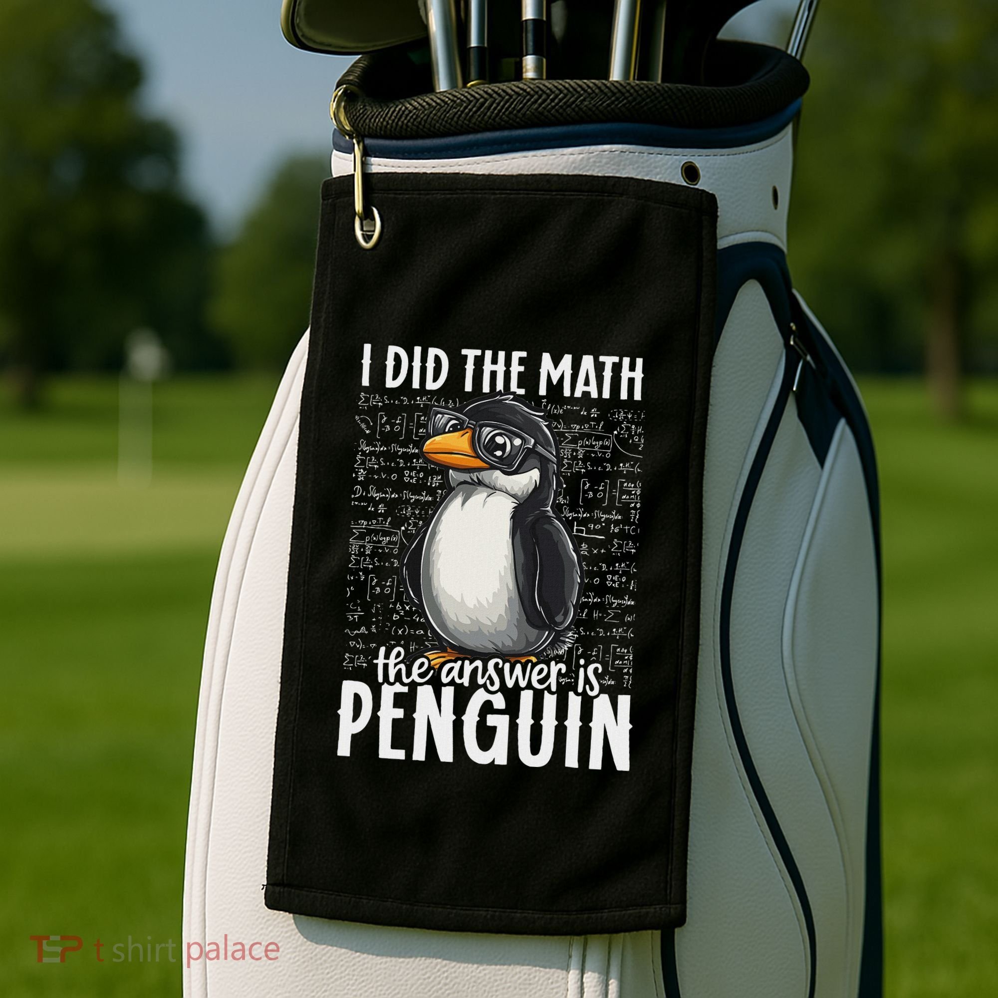 I Did The Math The Answer Is Penguin Funny Math Teacher Golf Towel