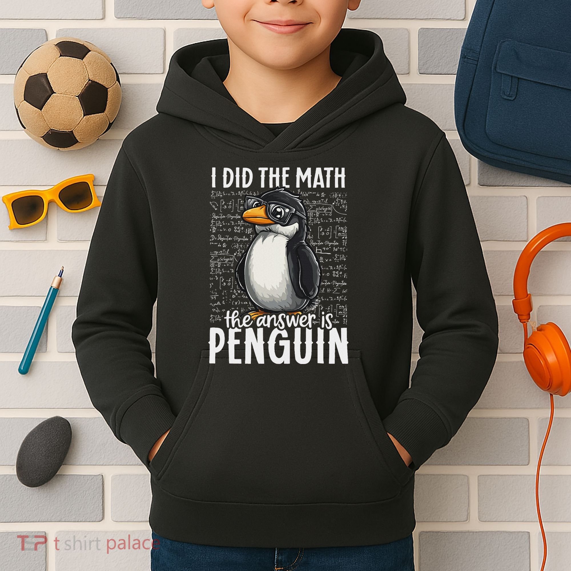 I Did The Math The Answer Is Penguin Funny Math Teacher Kids Hoodie