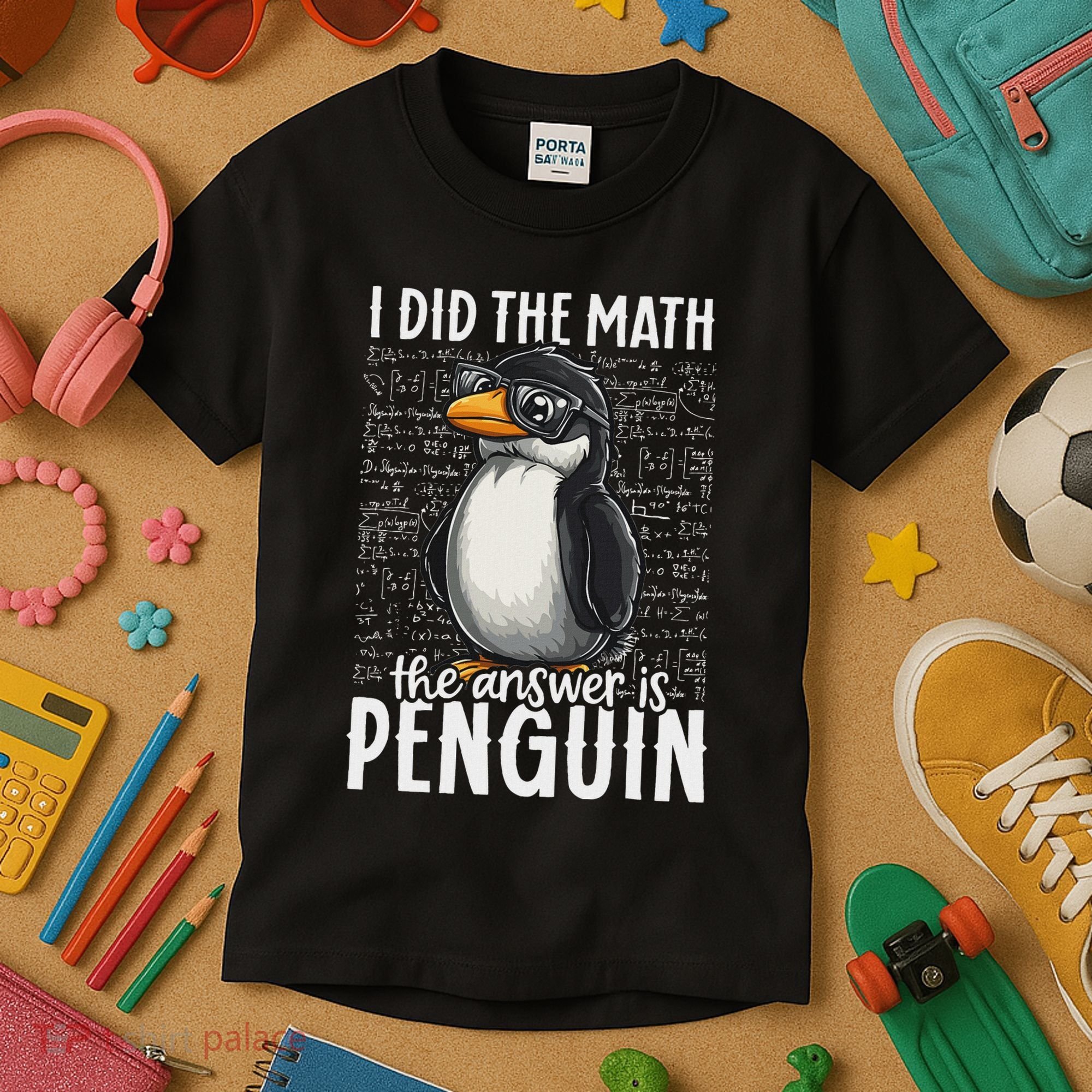 I Did The Math The Answer Is Penguin Funny Math Teacher Kids T-Shirt
