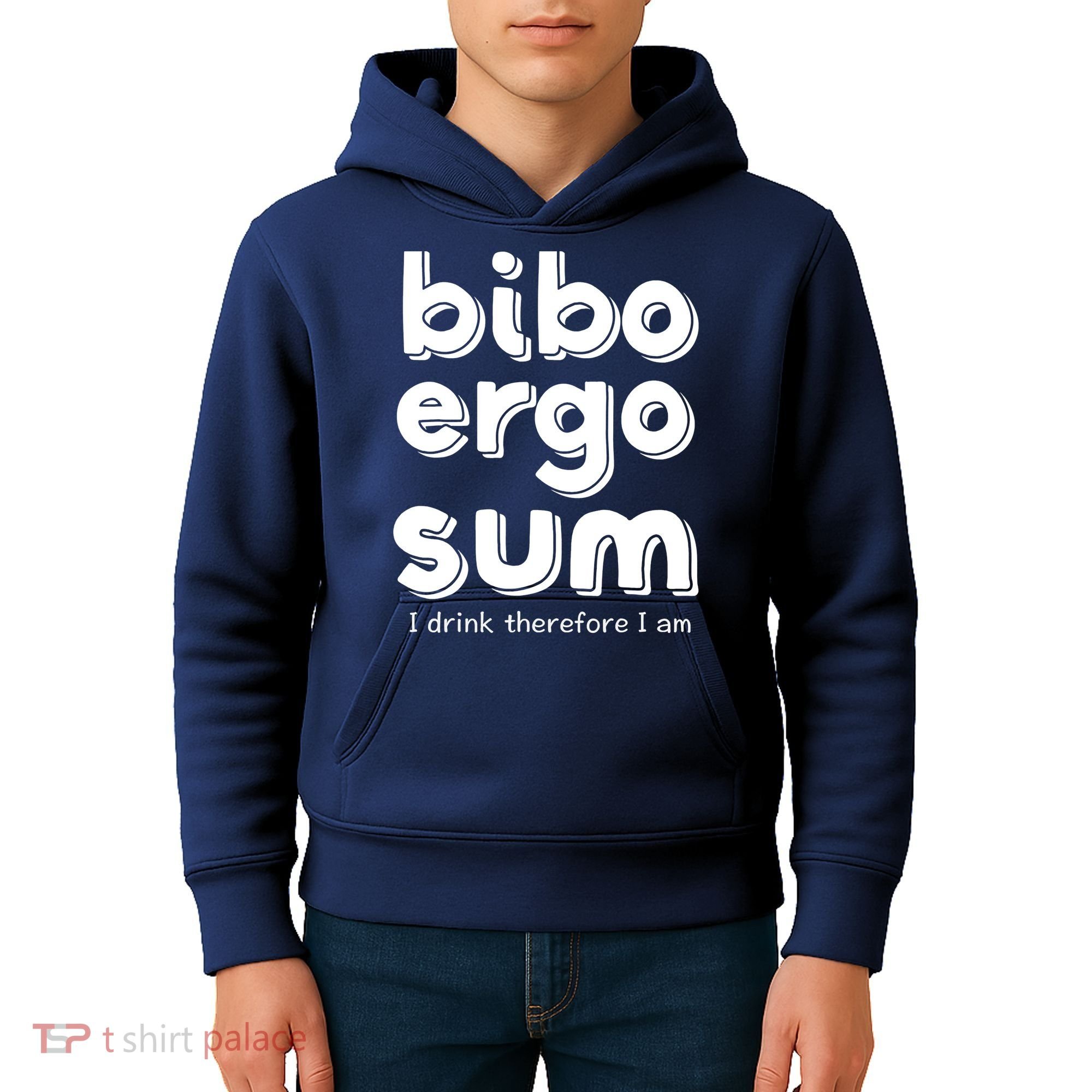 I Drink Therefore I Am Bibo Ergo Sum Philosophy Kids Hoodie