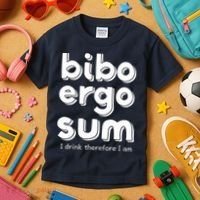 I Drink Therefore I Am Bibo Ergo Sum Philosophy Kids T-Shirt thumb 3