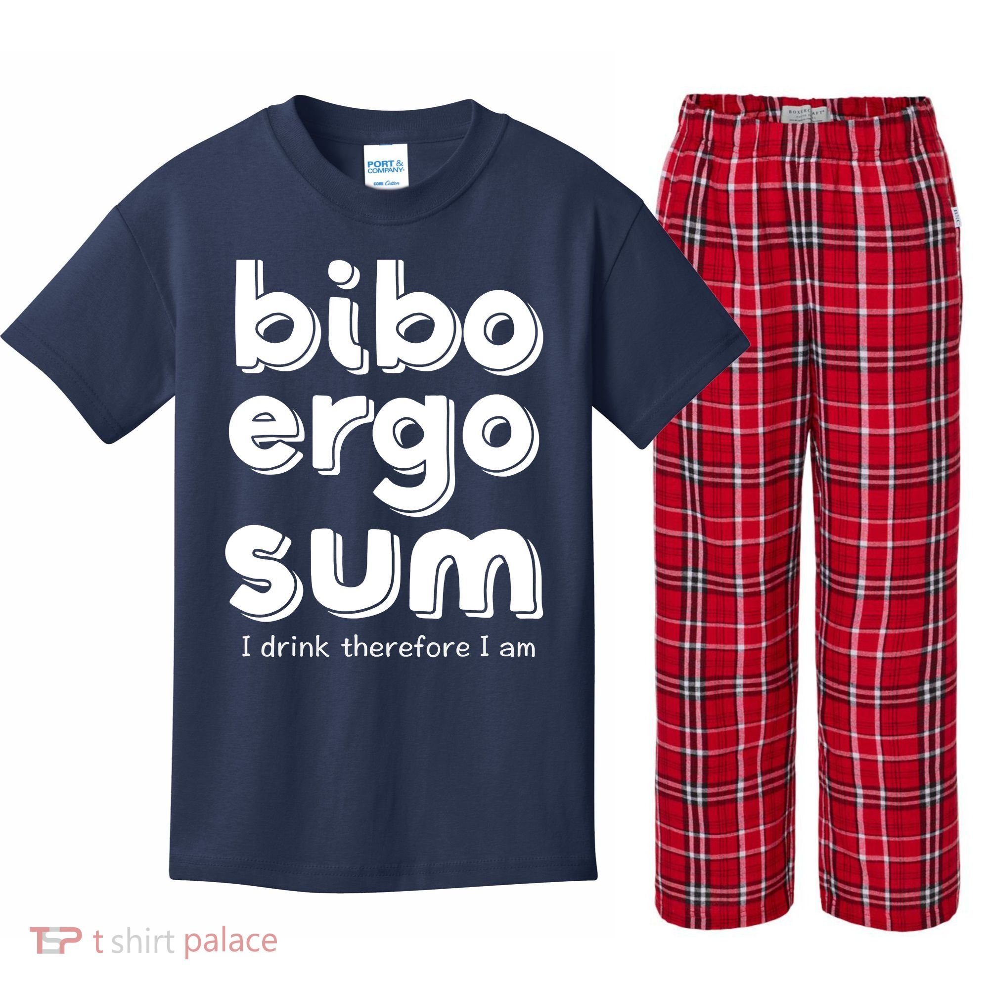 I Drink Therefore I Am Bibo Ergo Sum Philosophy Kids Plaid Pajama Set