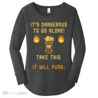 ITS DANGEROUS TO GO ALONE! TAKE THIS. IT WILL PURR. Women's Perfect Tri Tunic Long Sleeve Shirt thumb 0