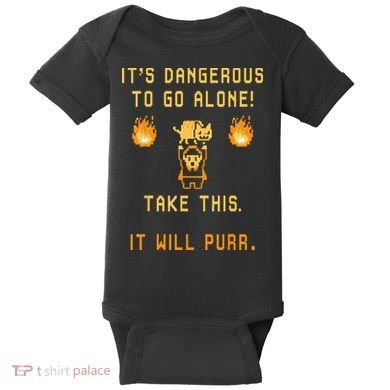 ITS DANGEROUS TO GO ALONE! TAKE THIS. IT WILL PURR. Baby Bodysuit
