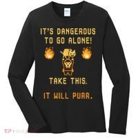 ITS DANGEROUS TO GO ALONE! TAKE THIS. IT WILL PURR. Women's Long Sleeve Shirt thumb 0