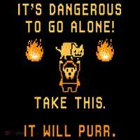 ITS DANGEROUS TO GO ALONE! TAKE THIS. IT WILL PURR. Women's Long Sleeve Shirt thumb 2