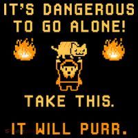 ITS DANGEROUS TO GO ALONE! TAKE THIS. IT WILL PURR Women's Hoodie thumb 2