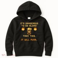 ITS DANGEROUS TO GO ALONE! TAKE THIS. IT WILL PURR Kids Hoodie thumb 0
