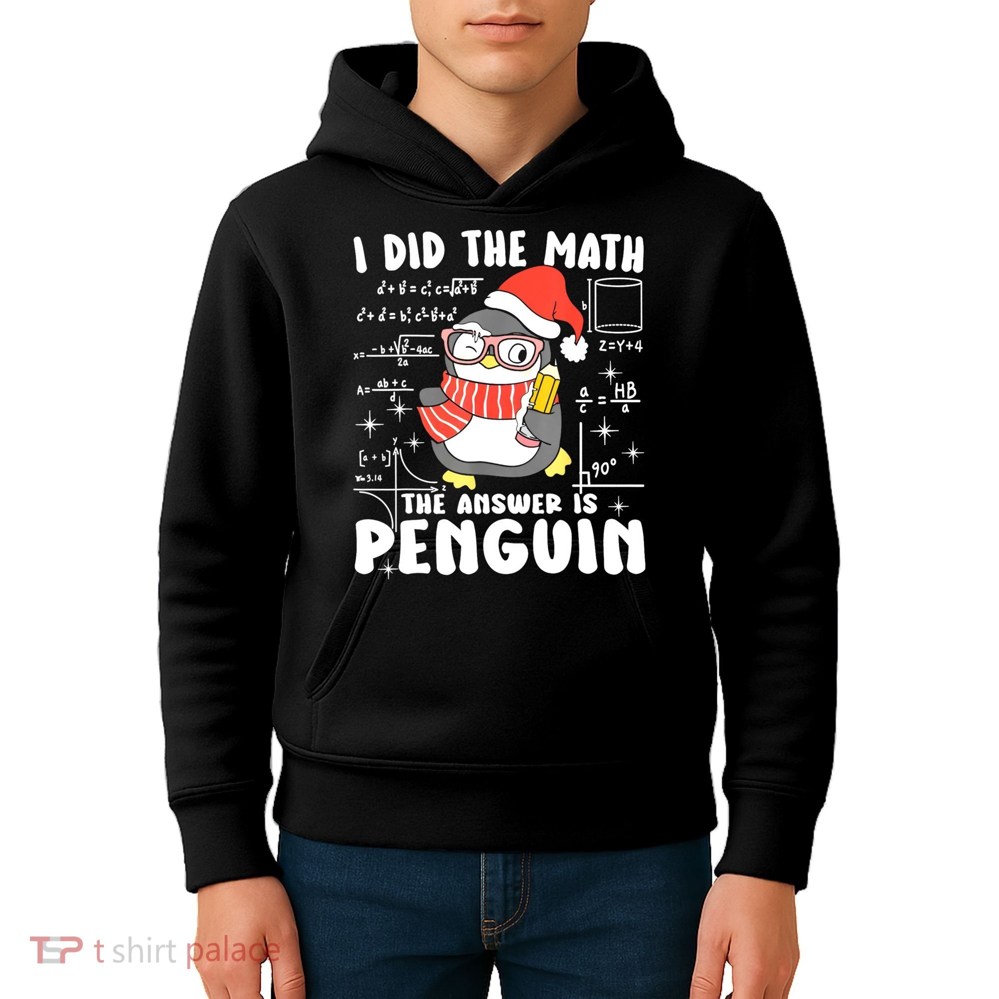 I Did The Math The Answer Is Penguin Christmas Kids Hoodie