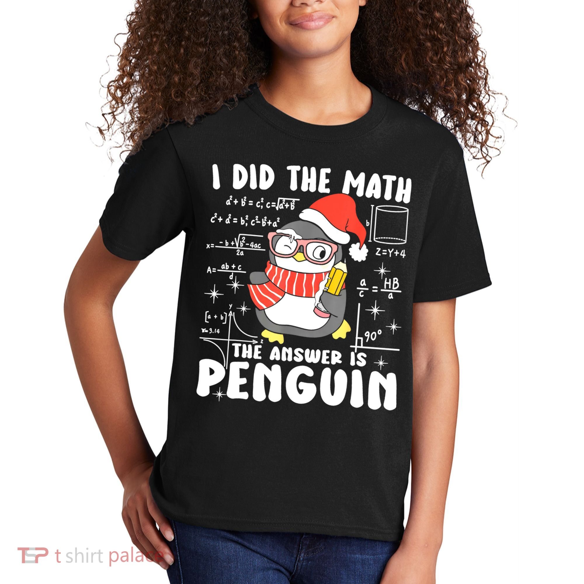 I Did The Math The Answer Is Penguin Christmas Kids T-Shirt