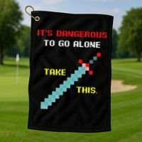 Its Dangerous To Go Alone Funny Gamer Video Game Golf Towel thumb 1