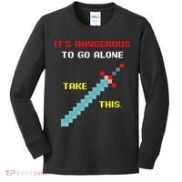 Its Dangerous To Go Alone Funny Gamer Video Game Kids Long Sleeve Shirt thumb 0