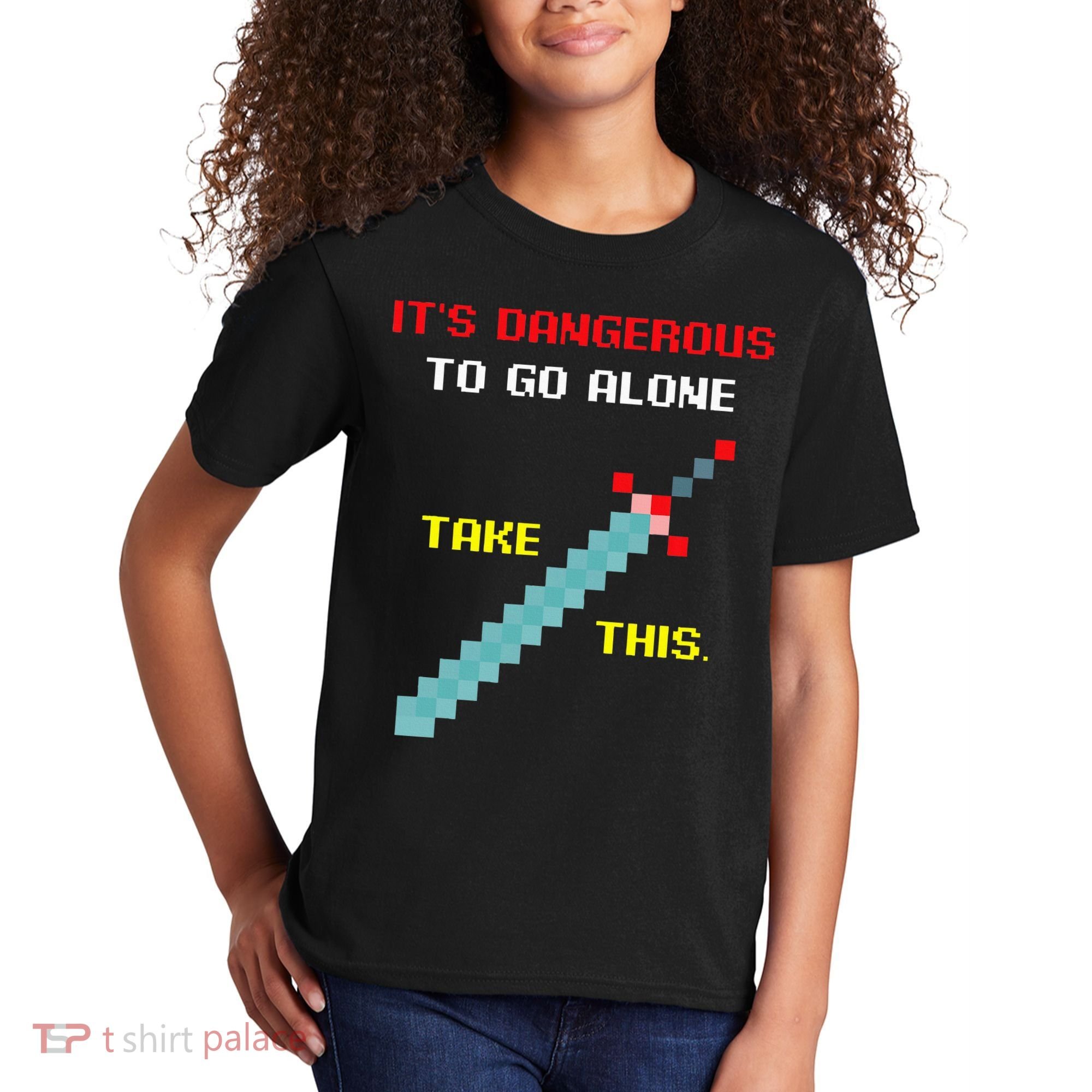 Its Dangerous To Go Alone Funny Gamer Video Game Kids T-Shirt