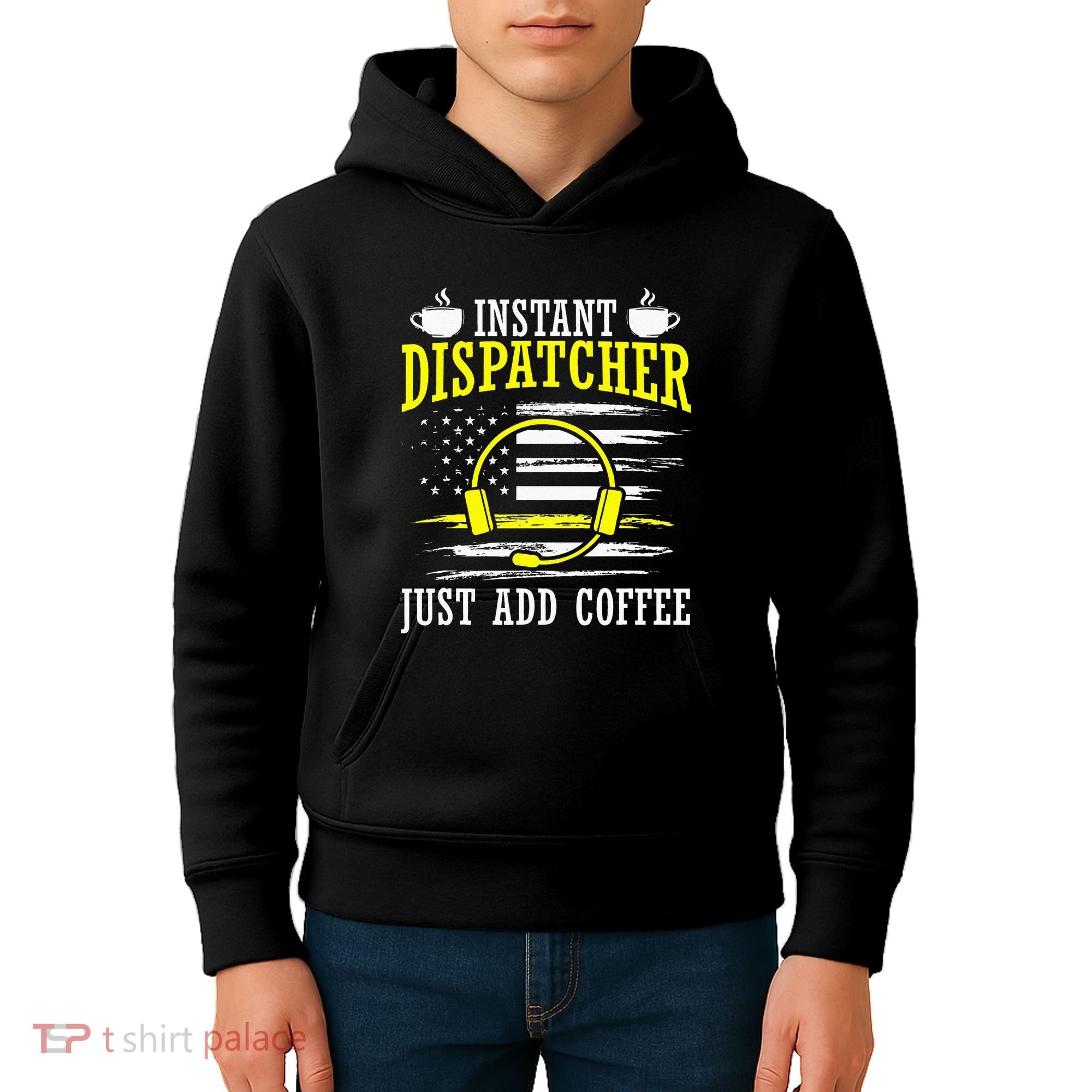 Instant Dispatcher Voice Just Add Coffee 911 Dispatcher Kids Hoodie