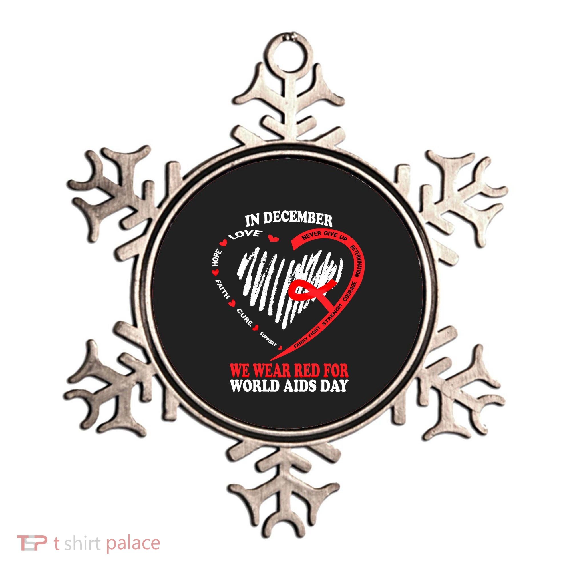 In December We Wear Red For World Aids Day Awareness Gift Ornament