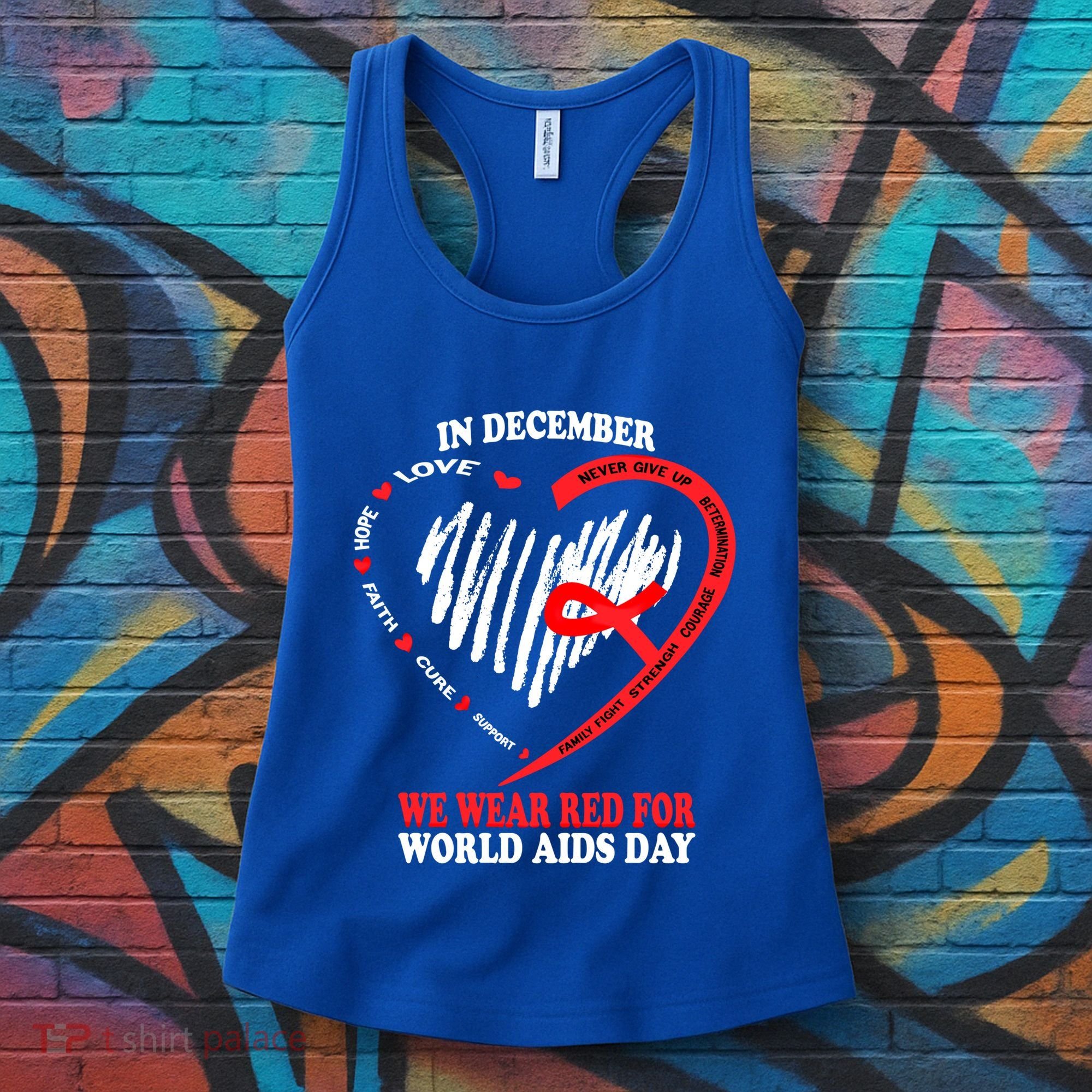 In December We Wear Red For World Aids Day Awareness Gift Women's Tank Top