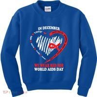 In December We Wear Red For World Aids Day Awareness Gift Kids Sweatshirt thumb 0