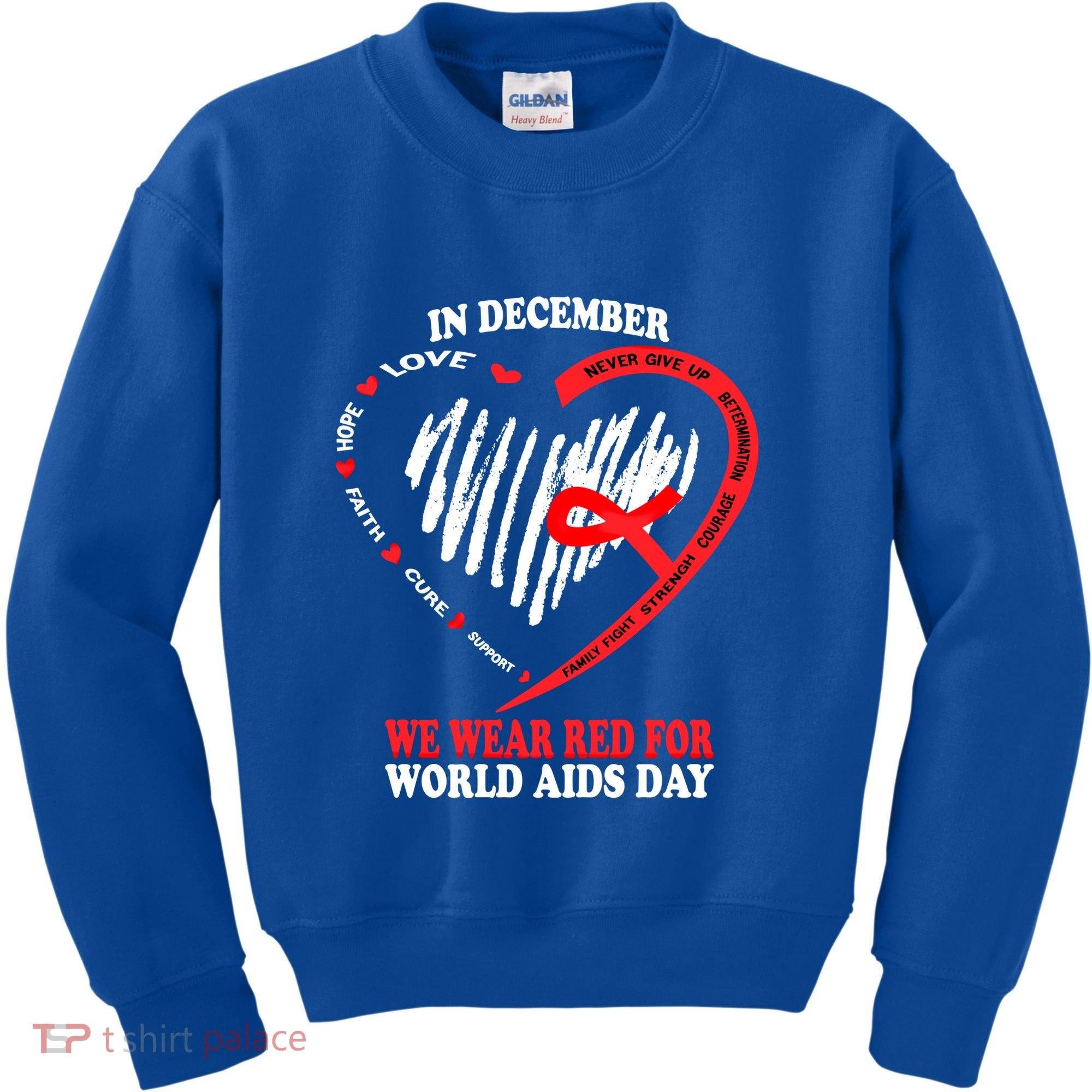 In December We Wear Red For World Aids Day Awareness Gift Kids Sweatshirt
