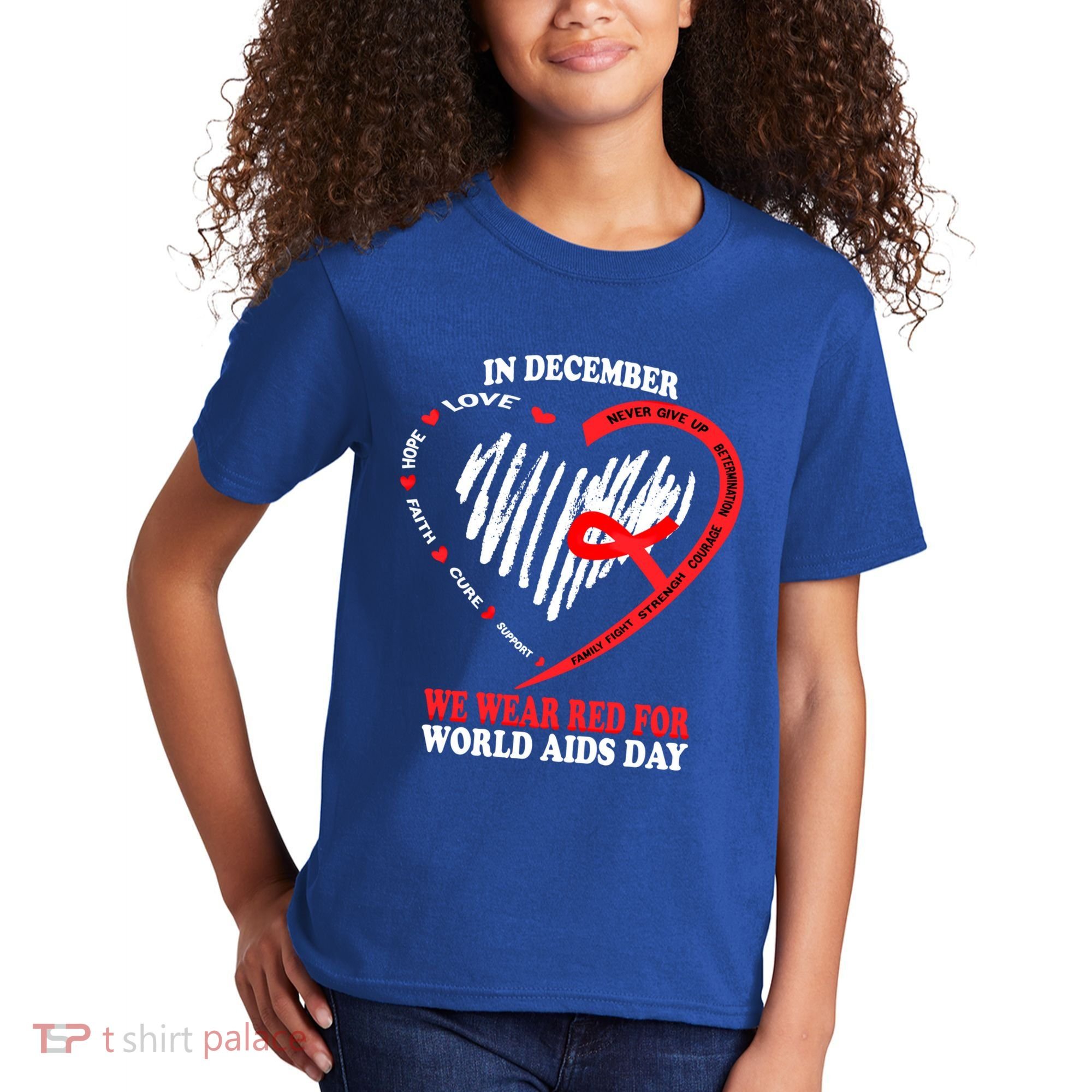 In December We Wear Red For World Aids Day Awareness Gift Kids T-Shirt