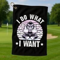 I Do What I Want Funny Monkey Golf Towel thumb 1