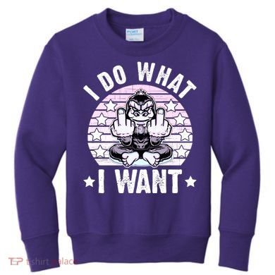 I Do What I Want Funny Monkey Kids Sweatshirt