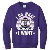 I Do What I Want Funny Monkey Kids Sweatshirt thumb 0