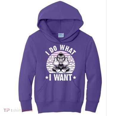 I Do What I Want Funny Monkey Kids Hoodie