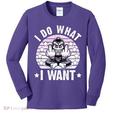 I Do What I Want Funny Monkey Kids Long Sleeve Shirt