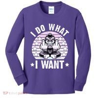 I Do What I Want Funny Monkey Kids Long Sleeve Shirt thumb 0