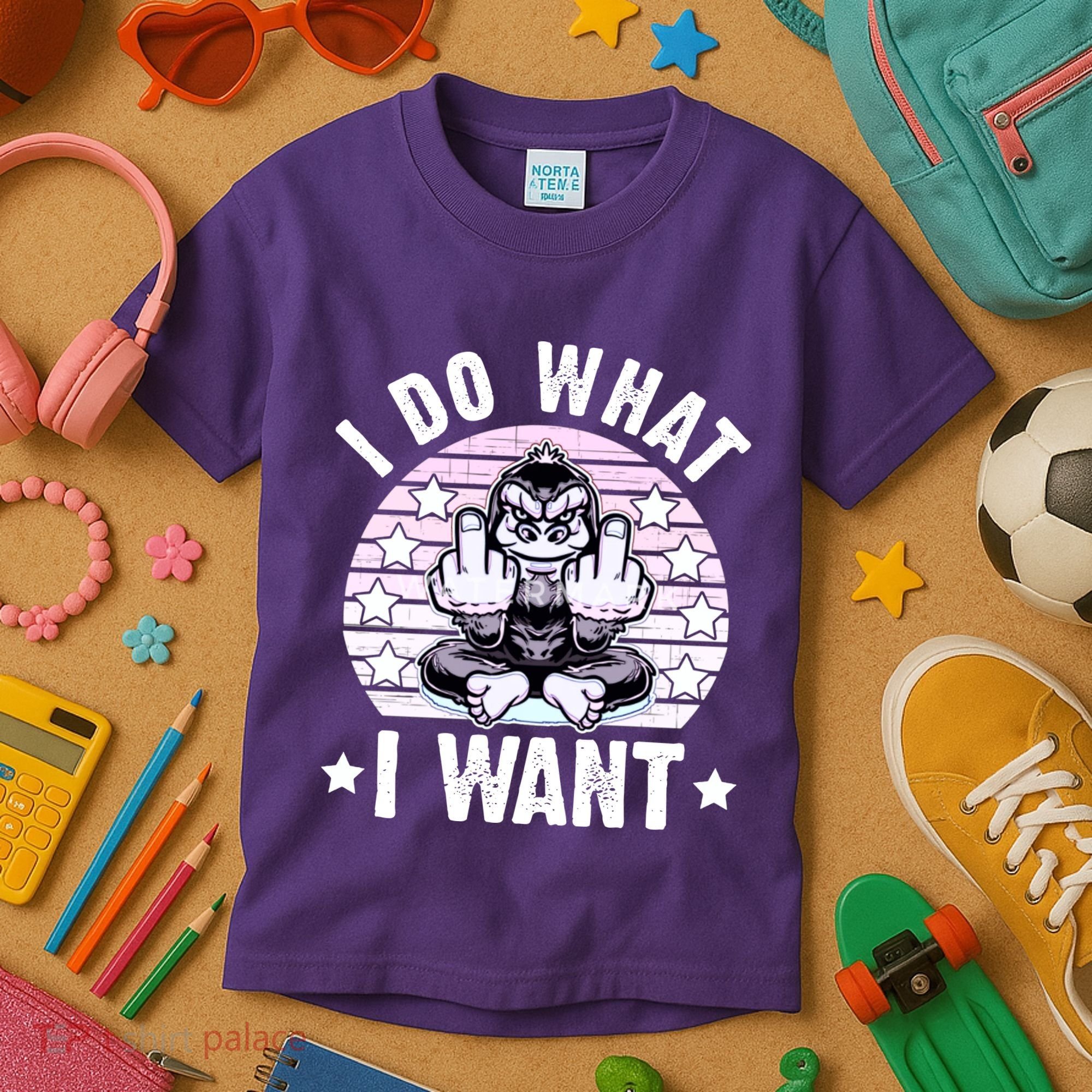 I Do What I Want Funny Monkey Kids T-Shirt