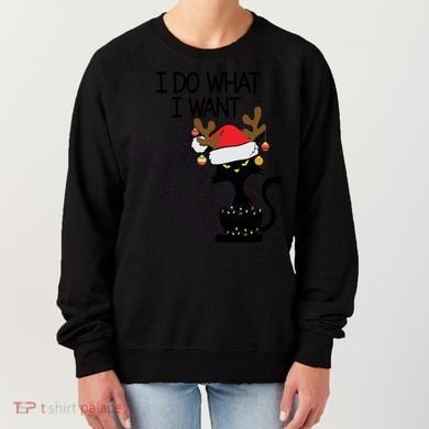 I Do What I Want Christmas Tree Cat Gift Women's Sweatshirt