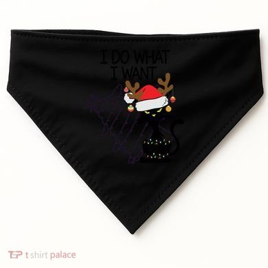I Do What I Want Christmas Tree Cat Gift USA-Made Doggie Bandana