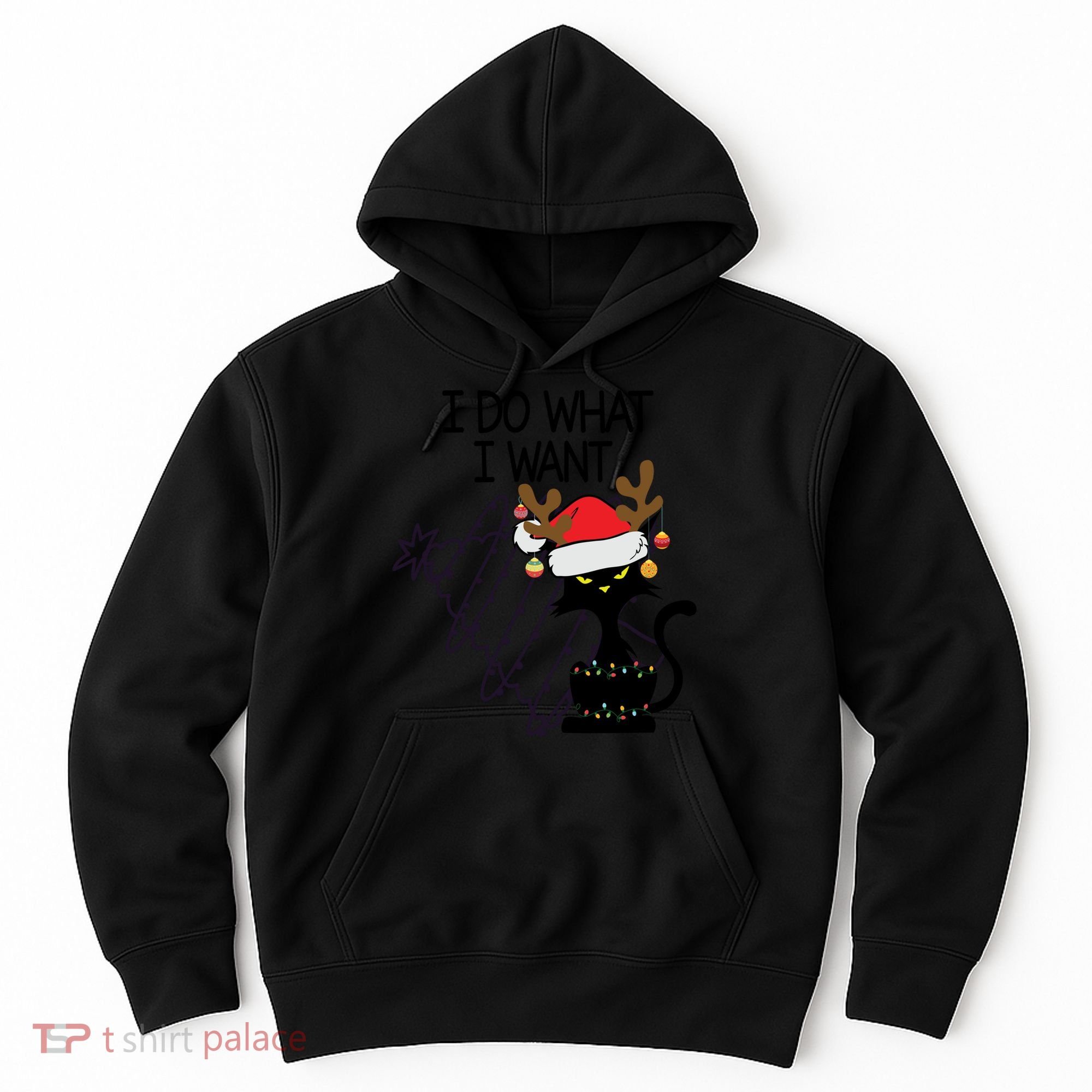 I Do What I Want Christmas Tree Cat Gift Hoodie
