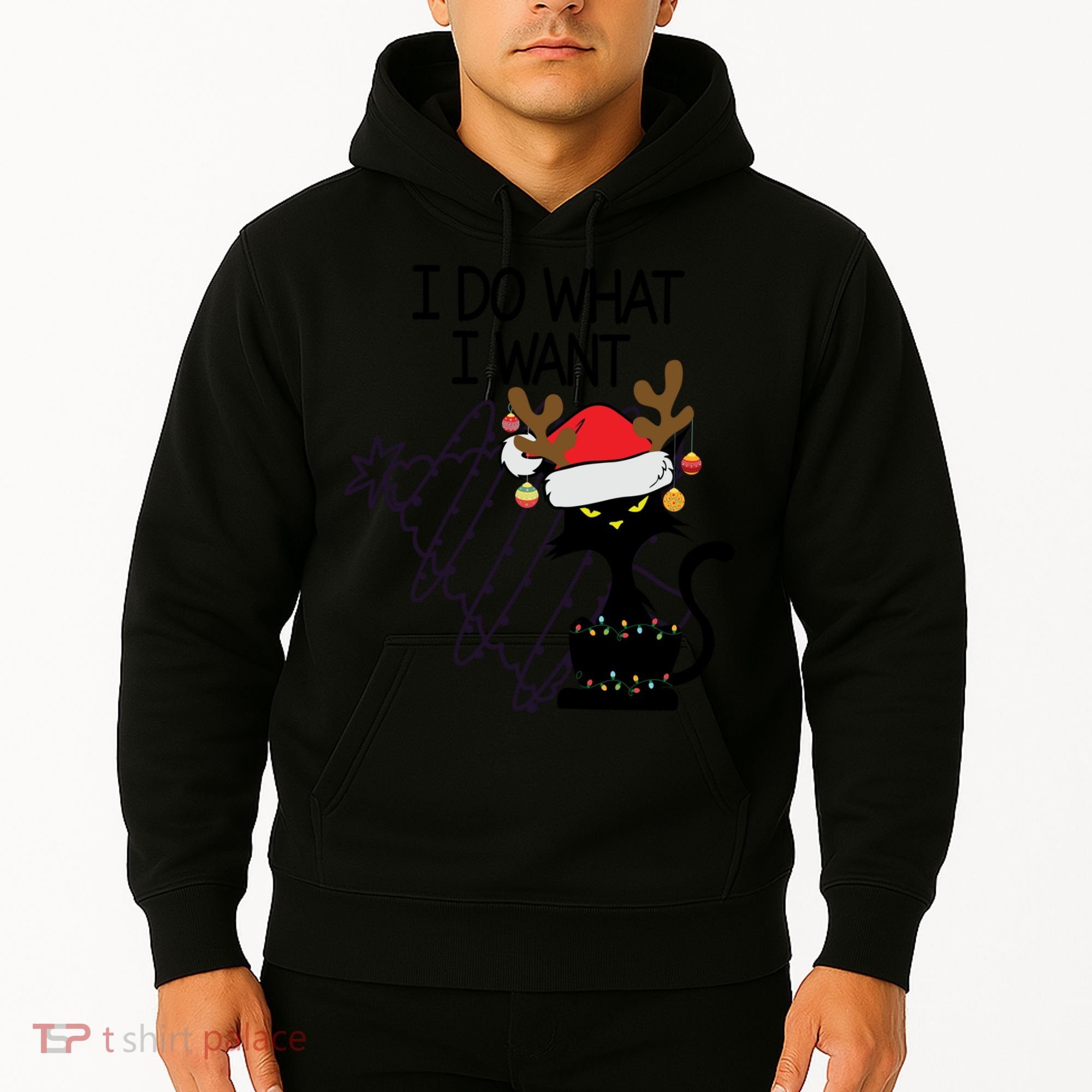 I Do What I Want Christmas Tree Cat Gift Hoodie