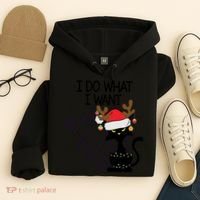 I Do What I Want Christmas Tree Cat Gift Hoodie thumb 4