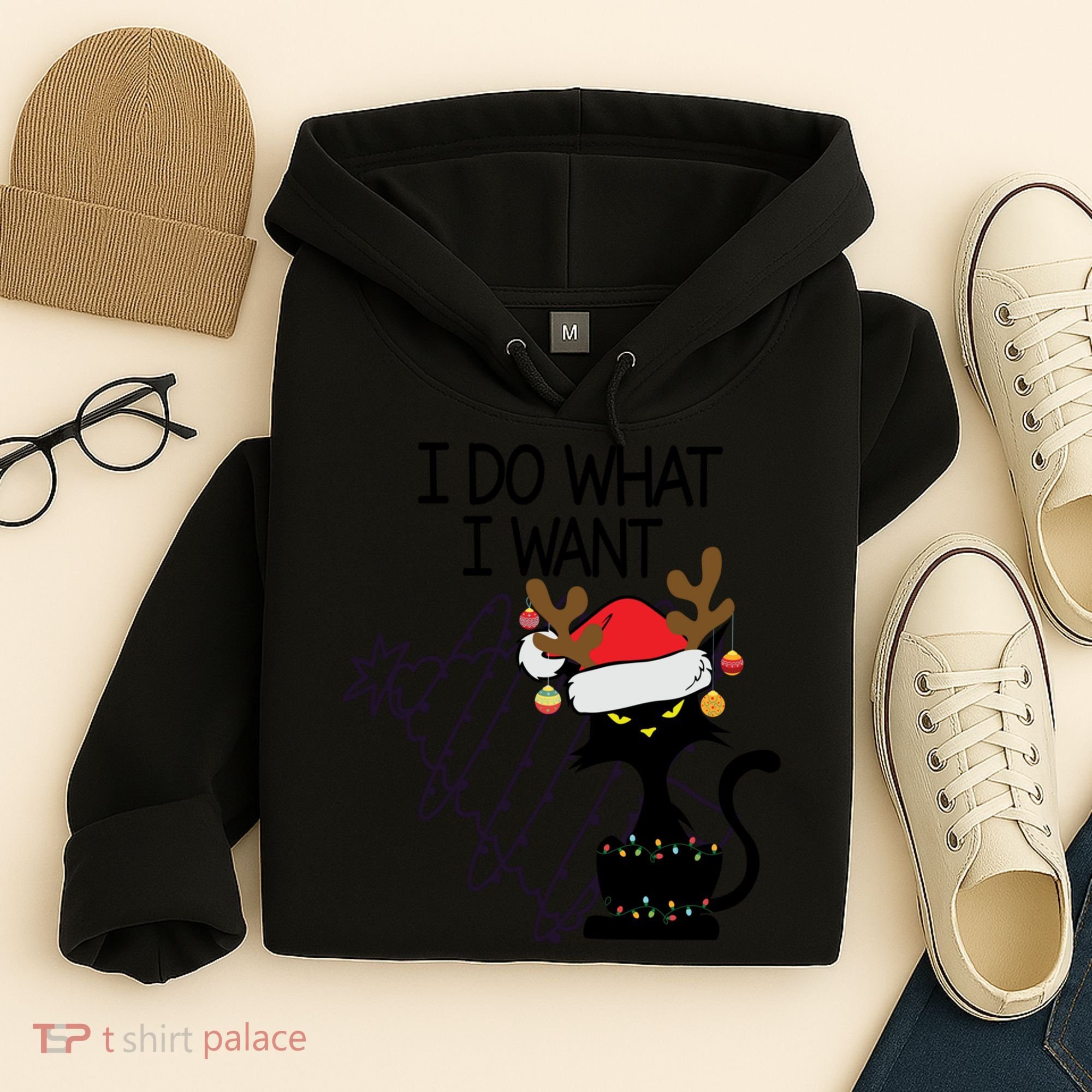 I Do What I Want Christmas Tree Cat Gift Hoodie