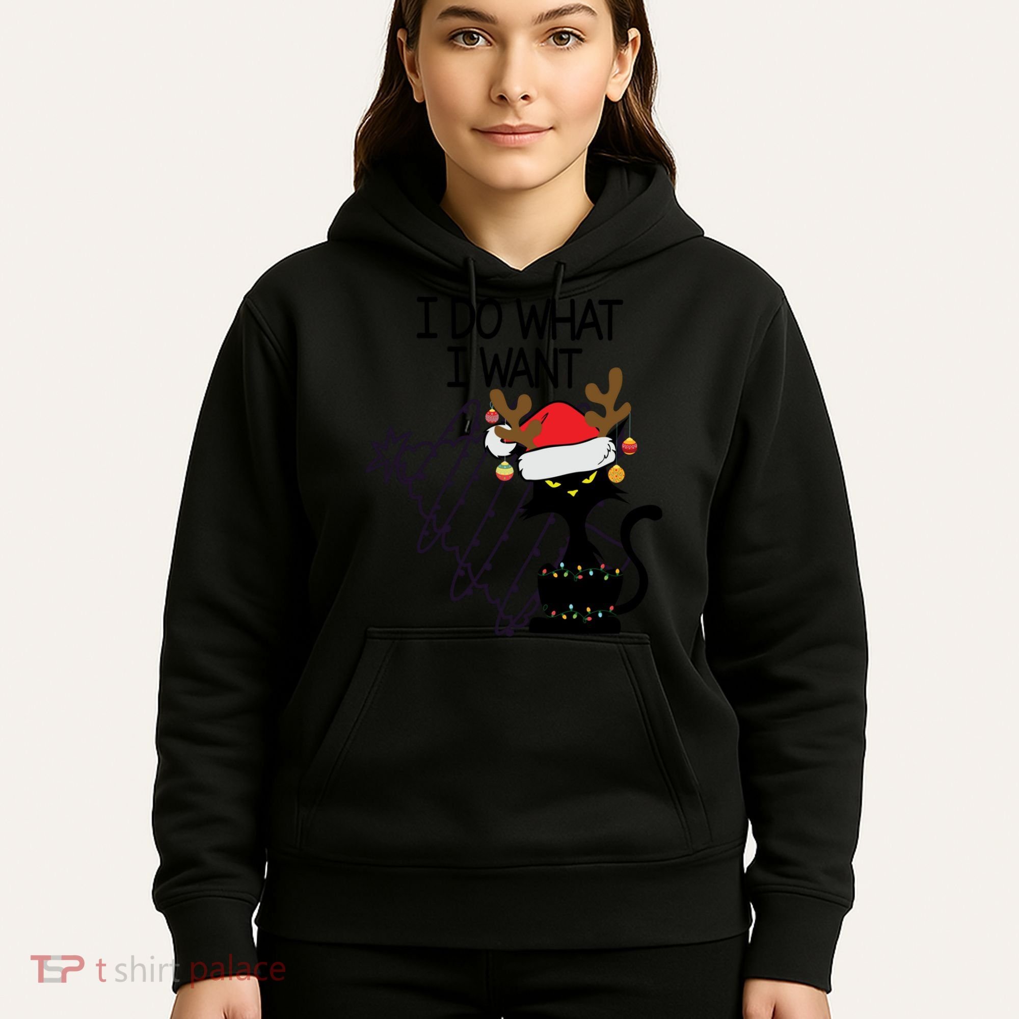 I Do What I Want Christmas Tree Cat Gift Hoodie